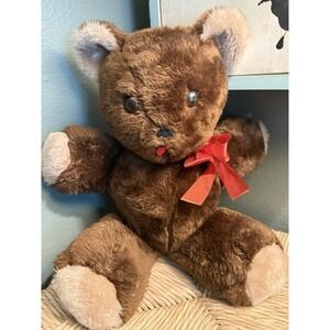 Vintage Rushton Teddy Bear Plush Atlanta GA Mid Century Stuffed Animal Brown
